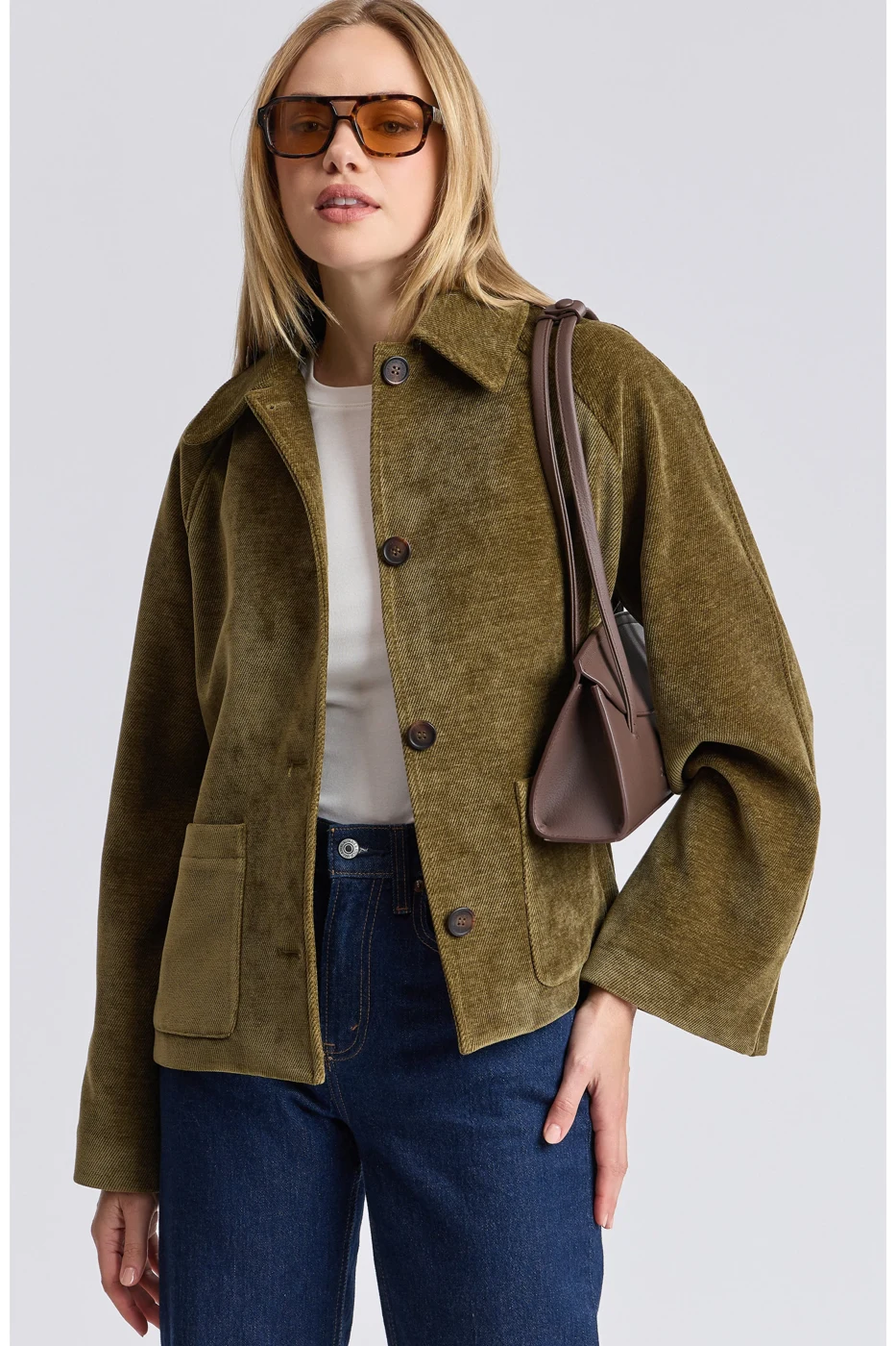 Bagatelle Ribbed Velour Car Coat